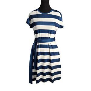 NWOT | Blue & White Striped T-Shirt Dress | Nautical | Tie Waist | Small